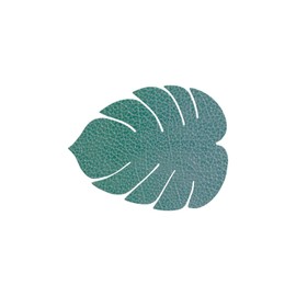 Lind DNA Monstera 989961 Glass Coaster Recycled Leather Hippo Pastel Green 14 cm x 12 cm