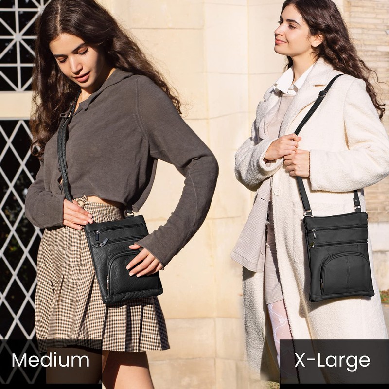 TOVOSO Crossbody Bag for Women, Genuine Leather Multi-Pocket Purse with