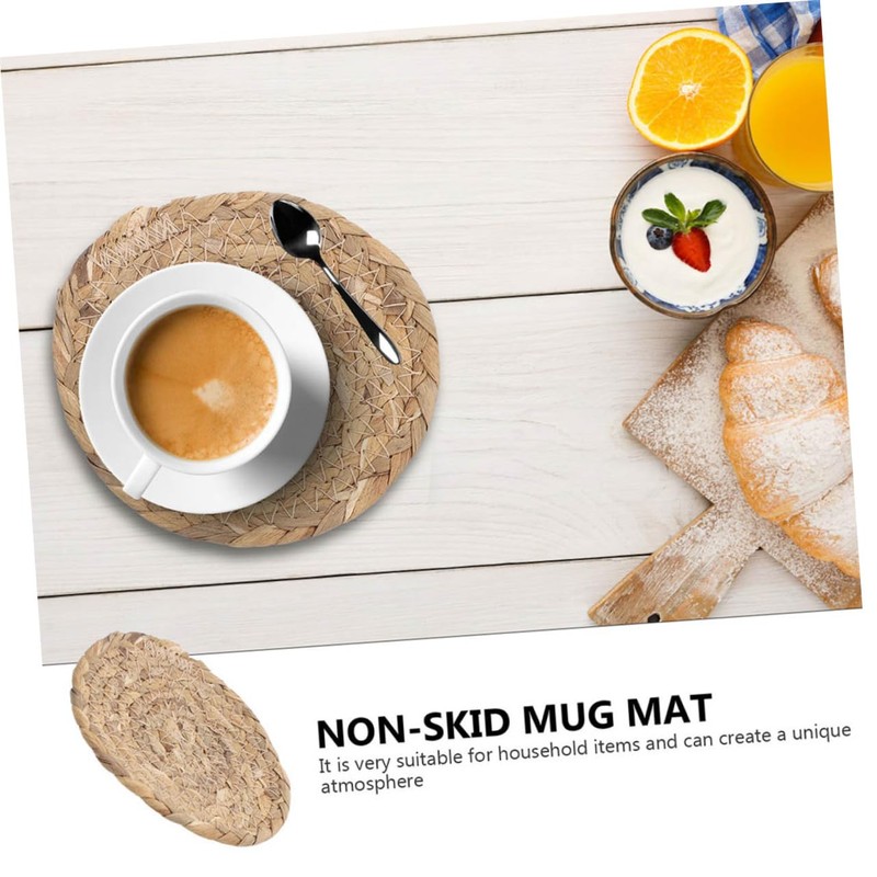 MAGICLULU Japanese Style Heat Insulation Straw Coaster Natural Skid Cup