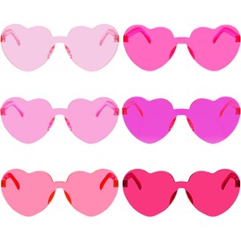 Fengek 6 Pcs Heart Shape Sunglasses Frameless Transparent Glasses Party Favors for Women, Multicolor 4