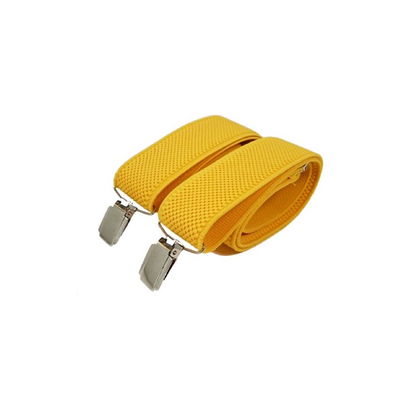 Olata Unisex fully adjustable Clip on Braces/Suspenders, 3.5cm - Yellow