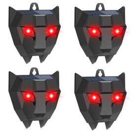 4 Pack Solar Animal Repellent,Waterproof Solar Nocturnal Animal Deterrent Device with Flashing Lights - Chase Away Raccoon,Coyote,Deer,Fox,Cat,Outdoor Pest Control for Garden, ​Chicken Coop & Farm