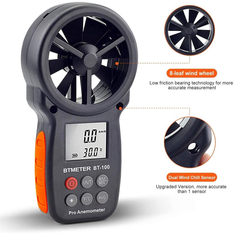 BTMETER BT-100 Wind Gauge Anemometer Wind Gauge Wind Speed Meter