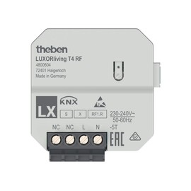 Theben 4800604 Luxorliving T4 RF 4-Way Wireless Button Interface UP 4 Binary Inputs Switching Dimming Blind Temperature Measure and Send Temperature