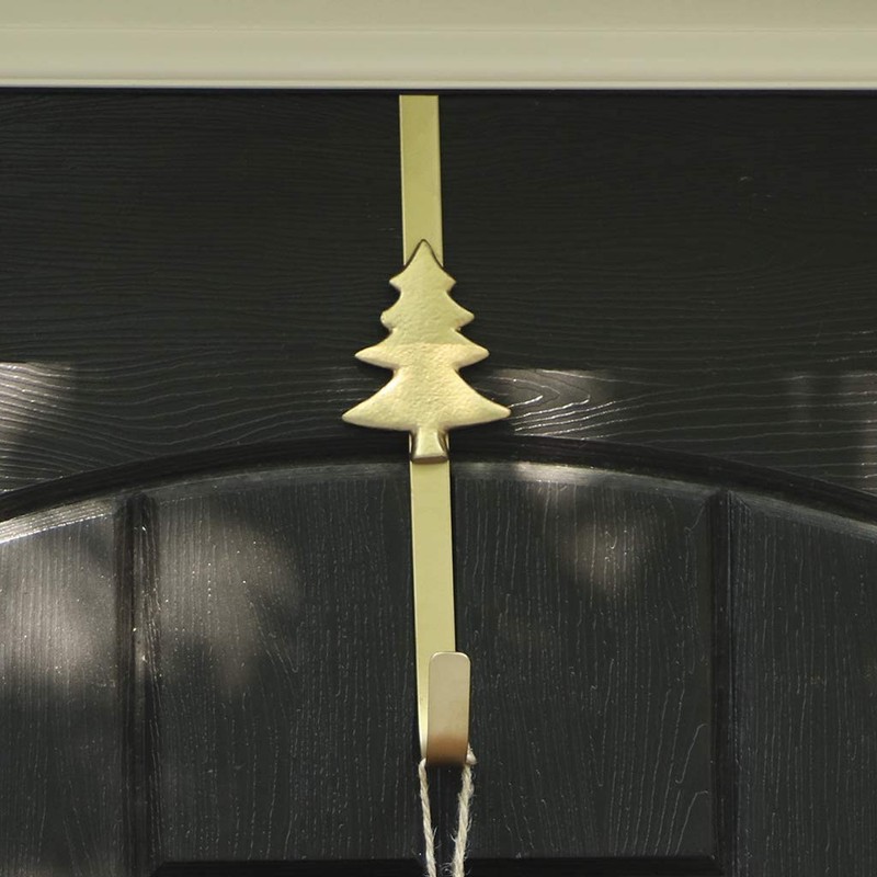 Christmas Metal Wreath Hanger Gold Tree Design Wreath Holder Hook