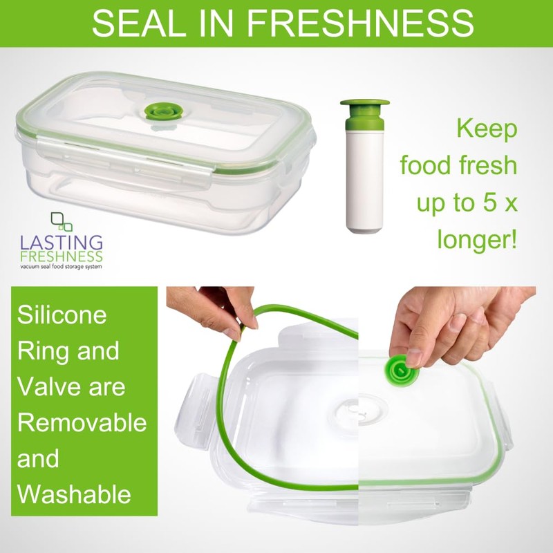 Lasting Freshness Vacuum Seal Food Storage Containers with Hand Pump