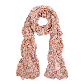 TrendsBlue Elegant Cherry Blossom Floral Chiffon Scarf, Orange