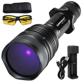 DARKBEAM UV Flashlight 365nm Black Light - Woods Lamp 20W High Power Rechargeable Ultraviolet Light with Filter - Detector for Pet Urine & Leak, Resin Curing, Blood Tracking, Searching Rocks/Scorpion