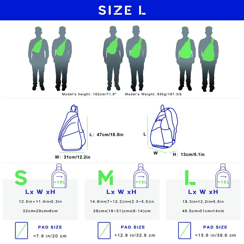 WATERFLY Sling Bag Sling Backpack Small Crossbody Shoulder Bag for