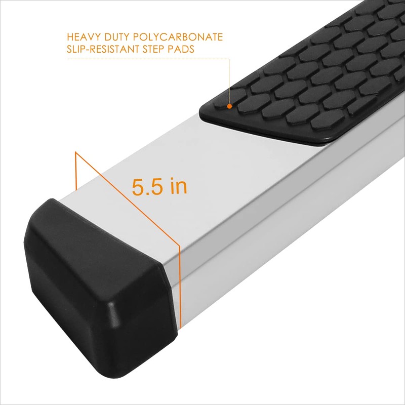 [Pair] 5.5 Inch Chrome Stainless Running Boards/Side Steps/Nerf Bars Compatible