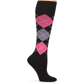Nurse Mates Medical Grade Compression Socks (Argyle Pink/Black, XX-Large)