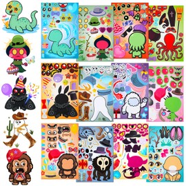 24 Sheet Make a Face Cryptid Sticker Bigfoot Mothman Party Favor Nessie Gifts 12 Cryptid Window Clings Creature Make Your Own Sticker DIY Craft Back to School Gifts for Student Teacher Classroom