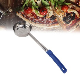 Tissting Cuchara Medidora de Acero Inoxidable con Mango de Plástico, Cucharas de Servir de Control de Porciones para Cocina (Azul 8 Onzas Perforadas)