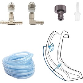 Pool Slide Spray Kit, Pool Slide Hose Kit, Swimming Pool Replacement Parts, Durable Stainless Steel&Copper Nozzles and Fittings,Leak-Free and Easy Install Pool Slide Tubing Kit.