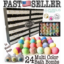 Purelis Bath Bombs Gift Set Of 24 Luxury Aromatherapy Bath Bombs Individually Wrapped