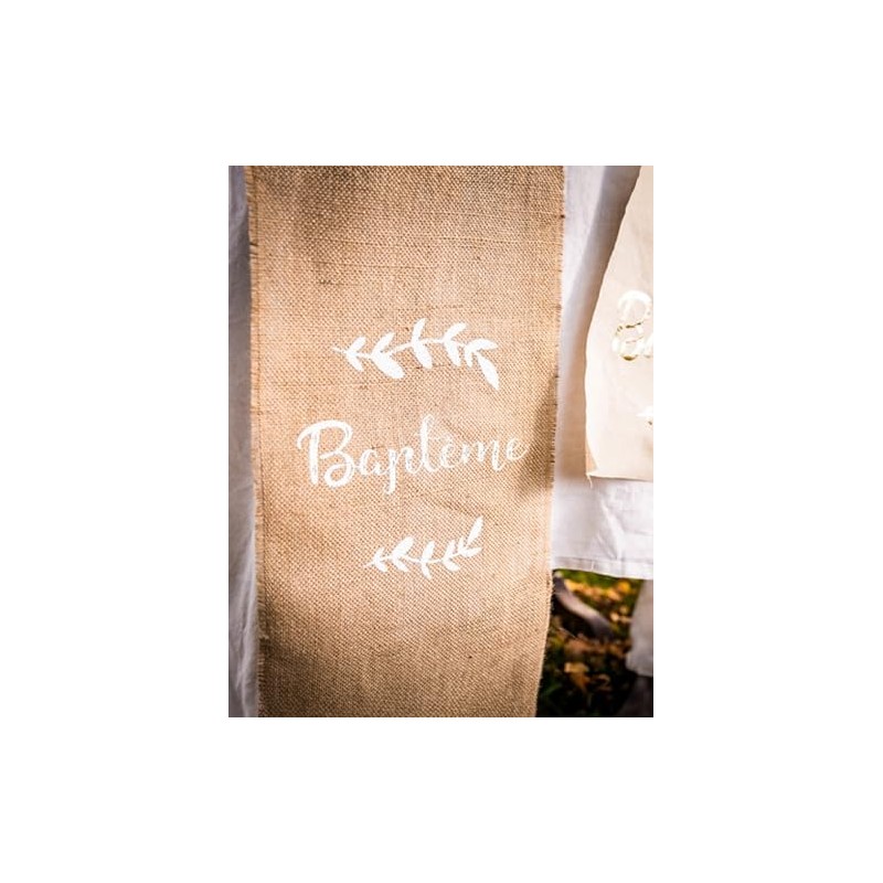 Generique - Jute Flocked Christening Table Runner 28cm x 5m