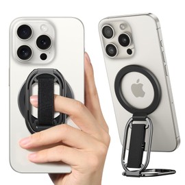 SUPERONE [2025 Newest] SUPERONE for MagSafe Phone Grip for MagSafe Kickstand Compatible with MagSafe Finger Loop, 4-in-1 Phone Ring Holder Strap for MagSafe iPhone 16/15/14/13/12 Series