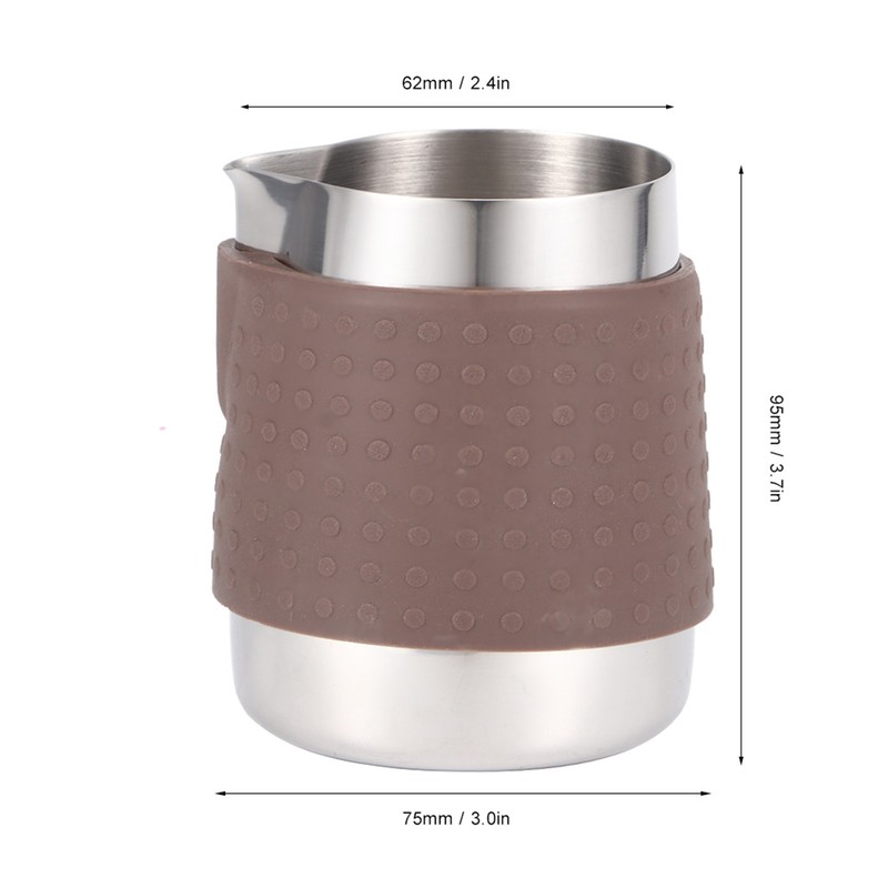 350ml Stainless Steel Milk Frothing Cup Anti-Scald Silicone Coffee Pitcher