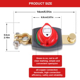 Batterietrennschalter, Autobatterie Trennschalter 12V, On-Off Batteriehauptschalter Wasserdichter, Batterieschalter 12V-48V für Auto Motorrad Marine Boat Caravan Yacht Bus Boot Reisen