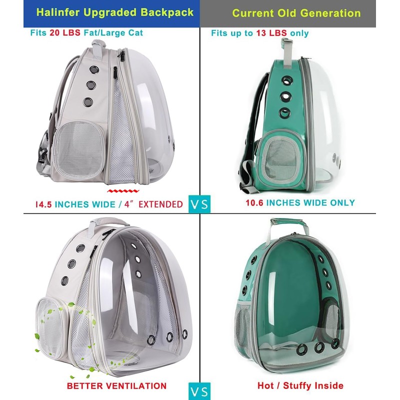 Front Expandable Cat Backpack, Fit up to 20 lbs, Space