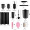 Bathroom Accessories Set, 12Pcs Black Accessory Sets with Body Scrubber,