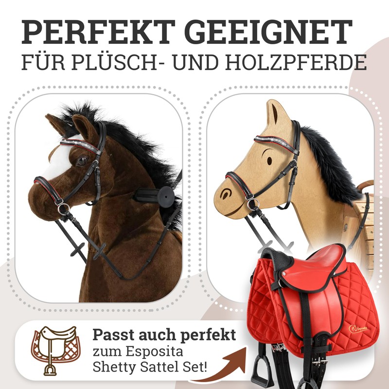 Esposita Bitless Bridle for Wooden Horses Red Large
