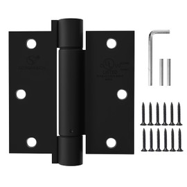 Bisagra de cierre automático de 3.5 pulgadas en negro mate, bisagras ajustables de 3 1/2 pulgadas con resorte, bisagras de puerta de cierre cuadrado de 3 ½"x 3 ½" para grado comercial, autocierre