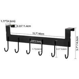 UDENIS Over The Door Hooks, Over The Door Hanger, Heavy Duty Metal Over The Door Towel Rack, Door Hooks for Hanging Coat, Towel, Bag, Robe - 6 Hooks(Matte Black 2Pcs)