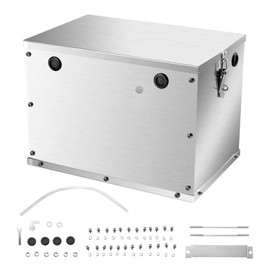 VEVOR Battery Box, Group 24-31 Trolling Motor Battery Box, Marine Batteries Case with Handles and Rubber-Grommet Cable Holes, Aluminum Alloy Shell Storage Case, Suitable for Off-Road Racers, Trucks