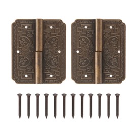 2 Sets Decorative Antique Brass Hinges Vintage Elements Corrosion Resistant Bronze Furniture Cupboard Door Butt Hinges