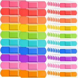 160 Pcs Kids Bandages Bulk Colorful Children's Adhesive Bandages Flexible 10 Colors Neon Waterproof Breathable Strip Protect Cuts and Scrapes for Children Toddlers, 2.83'' x 0.75''