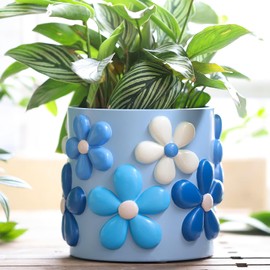 GUGUGO Colorful Flower Pots Cute Unique Rainbow Planter with Drainage Vintage Retro Flower Pots for Indoor Outdoor Eclectic Succulent Garden Pot for Boho Modern