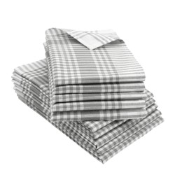 ZOLLNER Set of 10 Tea Towels – Cotton in 50 x 70 cm – Absorbent and Robust Kitchen Towels – Washable up to 60 °C – in Grey White Checked – Catering Quality – Oeko Tex® Certified