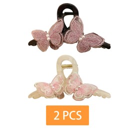 Butterfly Claw Clips Large - 2pcs Embroidered Butterfly Hair Clip Hair Barrettes Headdress Acrylic Ladies Hairpins 2910