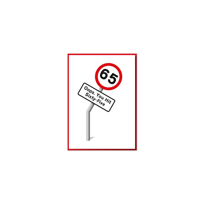 Oops. You Hit Sixty-Five. Funny Road Sign 65th Birthday Card