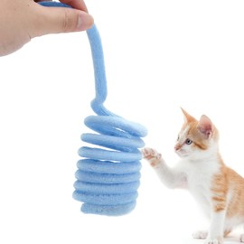 Kitten Toys, Cat Spring Toy, Chewable Improve Health Funny Cat Spring Toy Interactive Colorful Spring Plush Cat Toys for Cat Kittens(blue)