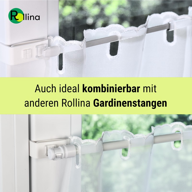 Rollina Curtain Rod Holder for Clamping, Set of 2, White,