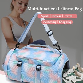 Gym Bag for Men and Women,Travel Duffle Bag,Sports Gym Bag with Shoes Compartment and Wet Pocket,Weekender Overnight Bag (Pink)