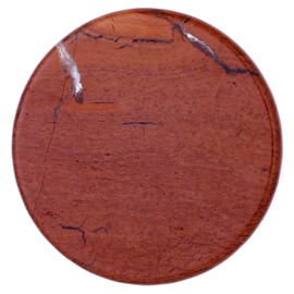 Morella Women's Stainless Steel and Gold Necklace, 70 cm, and Pendant with 33 mm Gemstone Chakra Plate Coin in Jewellery Bag, Stainless Steel, Red Jasper Coin Necklace