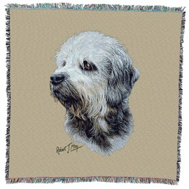 Dandie Dinmont - Robert May - Lap Square Cotton Woven Blanket Throw - Made in The USA (54x54)