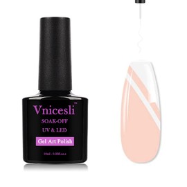 Vnicesli White Nail Art Gel Liner Gel Polish, Gel Paint Nail Art for Swirl Nails Built Thin Nail Art Brush in Gel Pens Soak Off Spider Liner Paint Gel Nail French Manicure for Home Salon