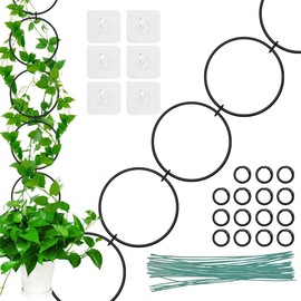 Free Splicing Chain Trellis for Climbing Plant, DIY Lengths Metal Plant Wall Trellis with Connect-Hooks for Monstera, Pothos, Ivy,etc, Indoor & Outdoor House Plant Accessories (Round)