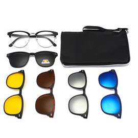 Hifot Glasses Frame with Magnetic Clip Polarised Sunglasses, Plastic Glasses Frame Glasses Frames for Men and Women