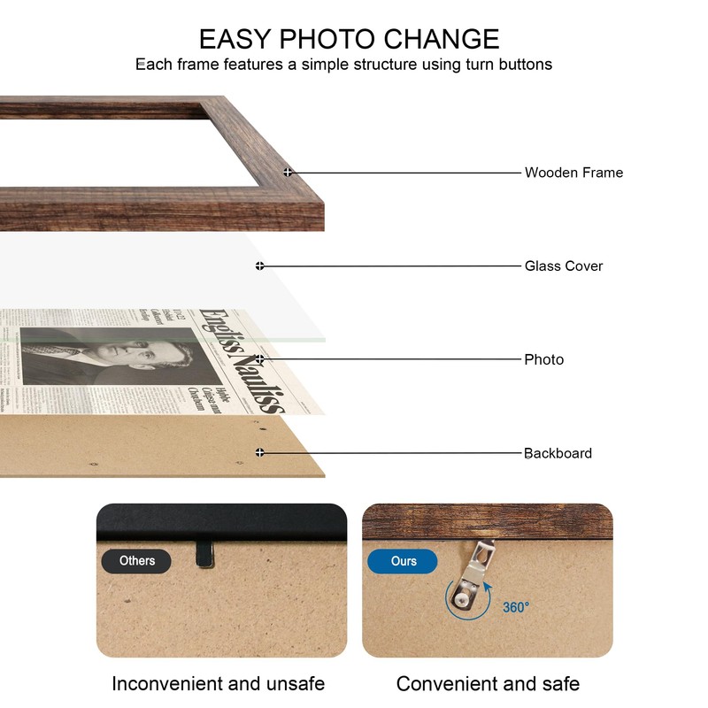 Hongkee 11x22 Newspaper Frame 2 Packs, Real Glass and Rustic