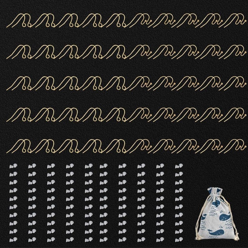 14K Gold Earring Hooks Real Hypoallergenic 100Pcs Ball Dot Ear