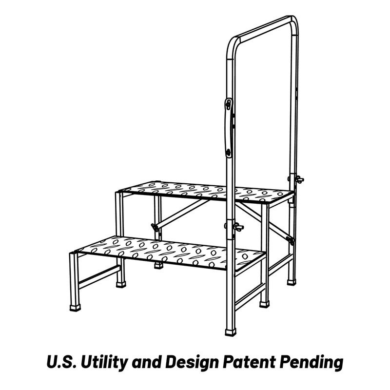 BuyGoe RV Step with Handrail, 2 Steps with Handle RV