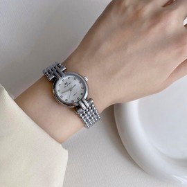 FANMIS Vintage Gold Petite Women's Bracelet Watch Elegant Design Dress Watches Luxury Updated Gold Waterproof Watch Minimalism Bracelet Watch with Tools Included (Silver)