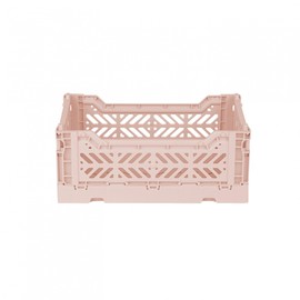 Ay-Kasa Folding Crate, Sturdy Folding Box, Plastic, Stackable, Milk Tea, Mini (27 x 17 x 11 cm)