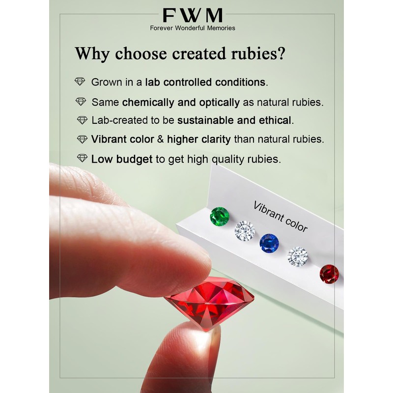 FWM Stackable Red Ruby Rings for Women Girfriend Moissanite Sterling