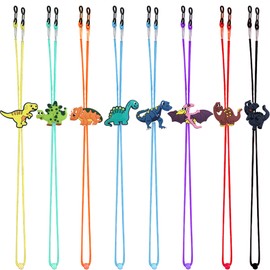 ZXSWEET 8 PCS Kids Glasses Strap Adjustable Dinosaur Anti-slip Eyeglass Straps for Boys Girls